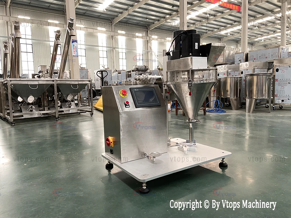 Wholesale Tabletop Tea Powder Screw Auger Filler Vial Dry Food Powder Matcha Powder Filling Machine VTOPS-P2T