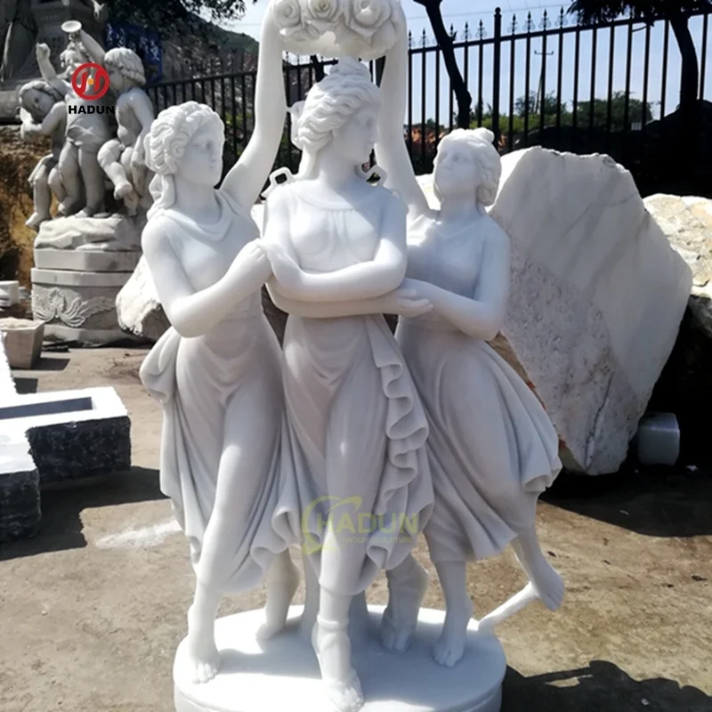 Classical Nude Greek the Three Graces Marble Statue