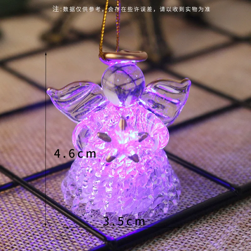 Christmas Green Freehand Sketching Glass Led Angel Color Changing Tree Ornaments Glass Angel