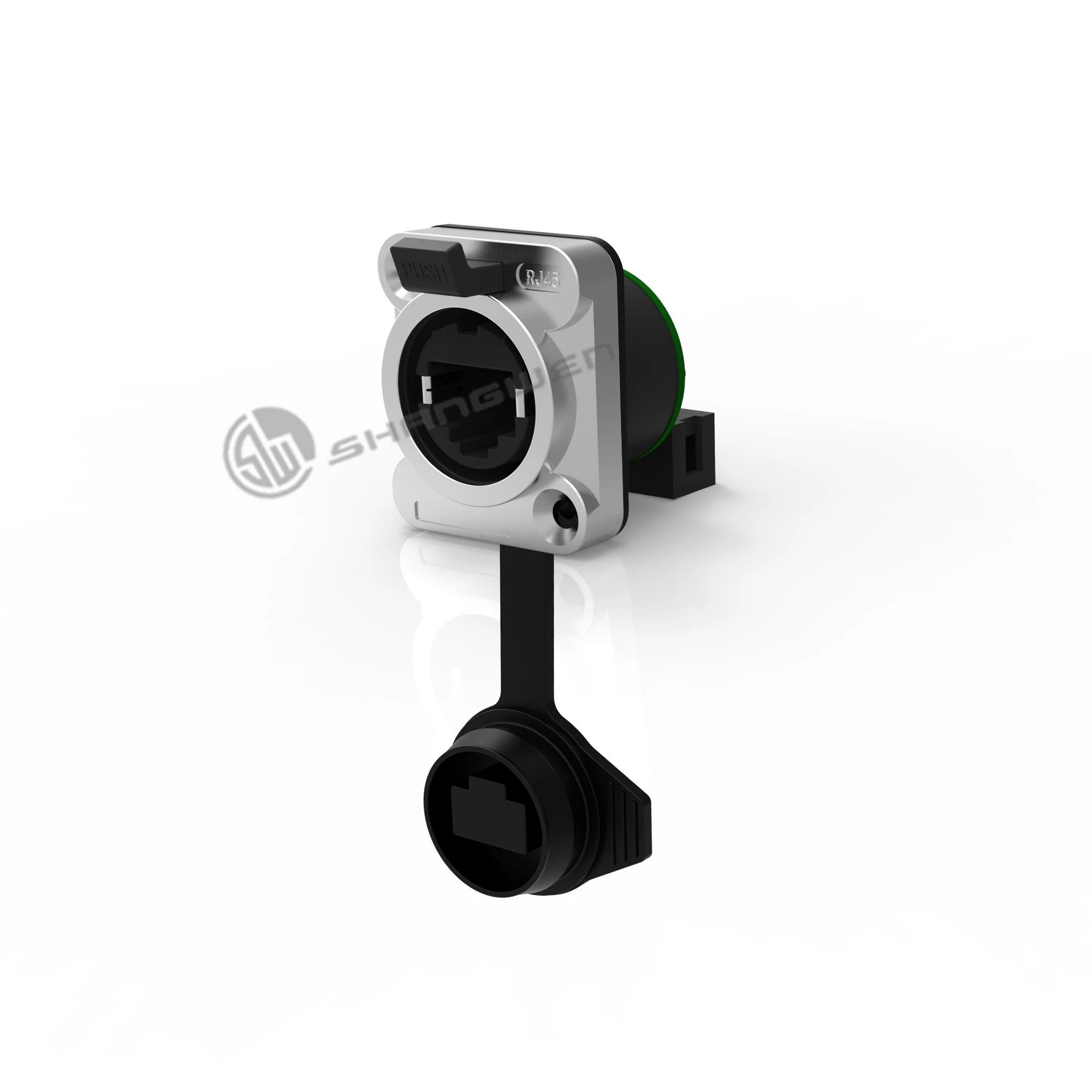 Outdoor IP65 Waterproof Panel Mount Thread Ethernet Rj45 Female Connector Horn Signal Right Angle Straight Cat5e Cat PCB RJ45