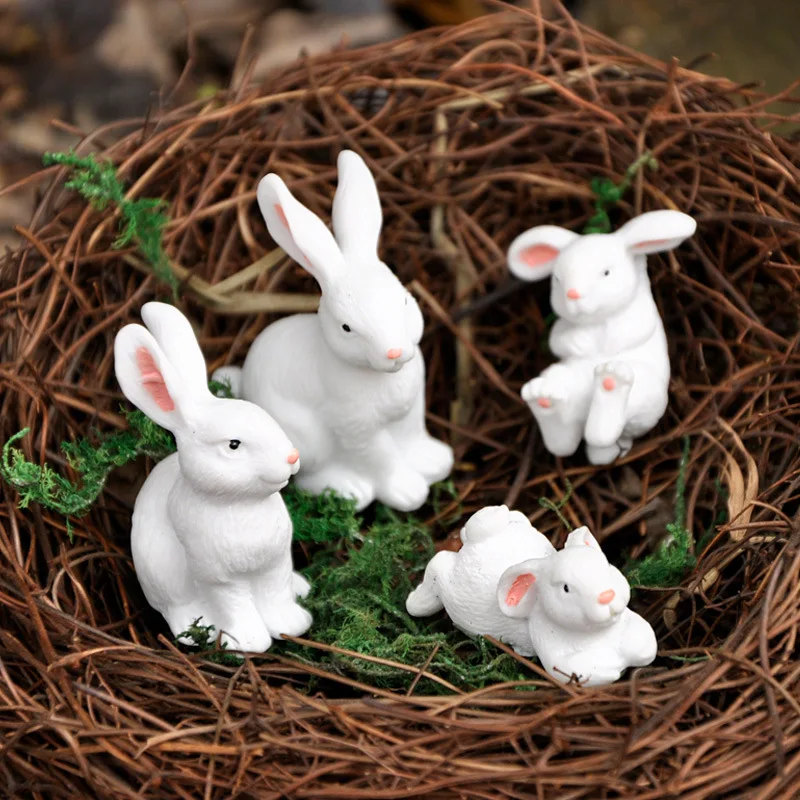 GXXMEI 125-Piece Miniature Rabbit Figurines - Resin Bunny Decor For Garden, Plant Pots, Cake Toppers