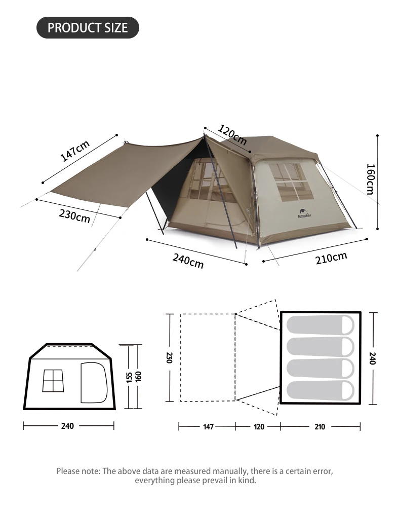 Naturehike Village 5.0 2世代クイックオープンテント屋外キャンプ自動
