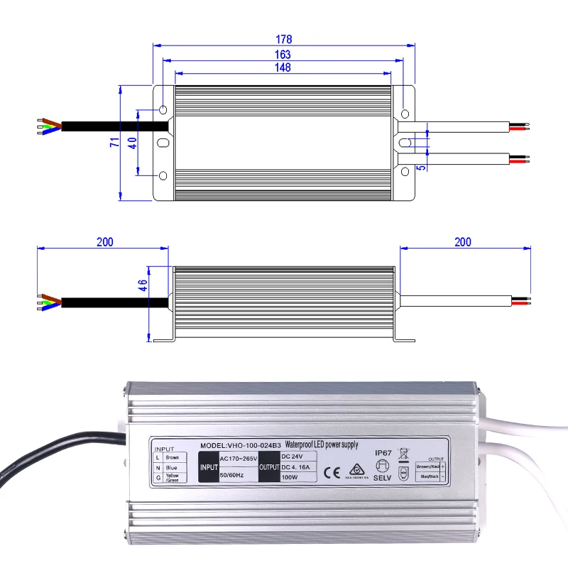 Done LED Driver 100w 24v Power Supply Water Proof CE CB UKCA BIS Passed