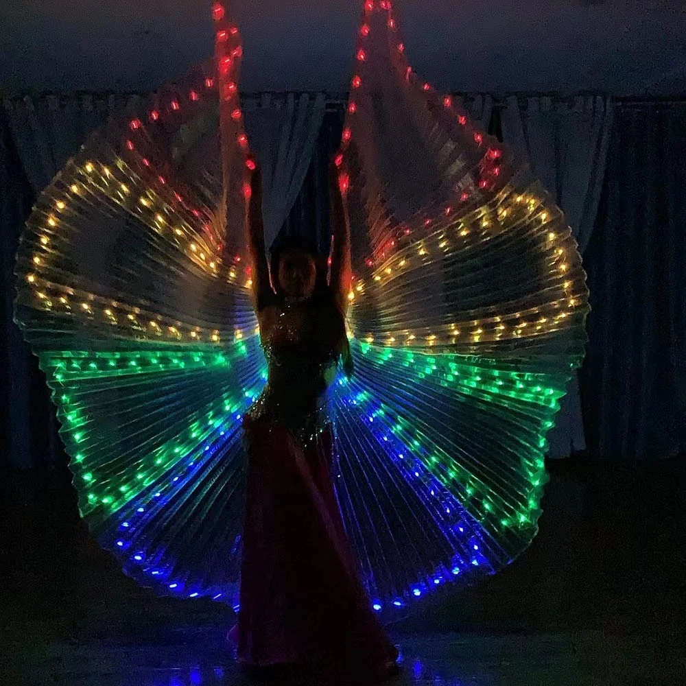 Ailes LED 360 ° Cape LED avec 210 perles lumineuses Ailes lumineuses Ailes lumineuses Ailes de danse du ventre pour carnaval, fête de Noël scène