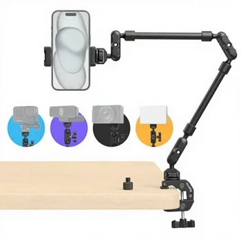For 22" Aluminum Alloy Magic Arm Clamp Adjustable Phone Holder Flexible Desk Camera Mount Light Microphone Action Camera detail image