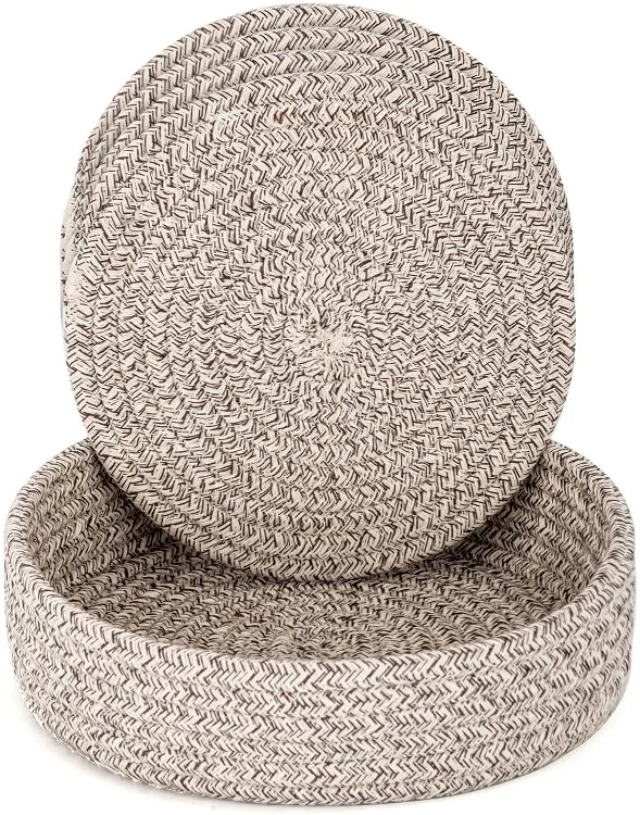 Dishes Thick Heat Resistant Fabric Rustic Farmhouse Pads for Kitchen Table Set of 3 3-Toned Gray Decorative Home Decor Hot Pots and Pans and Spoons OrganiHaus Cotton Rope Pot Holder Trivets 