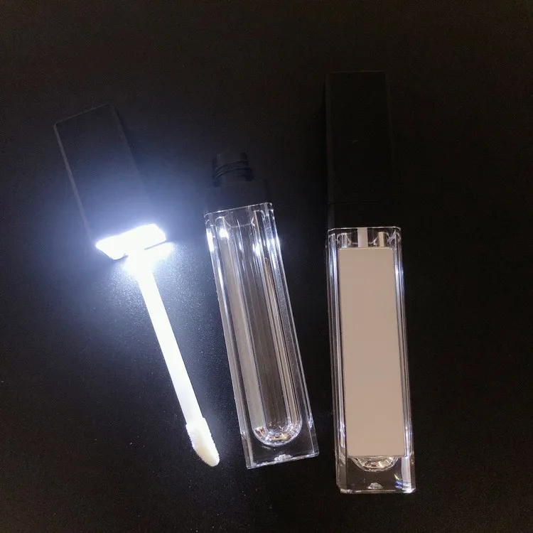 The Latest Hot 7 ml LED Light Lipstick Tube Custom Personal Logo Cosmetics Pack Transparent Silver pink Black Lip Tube
