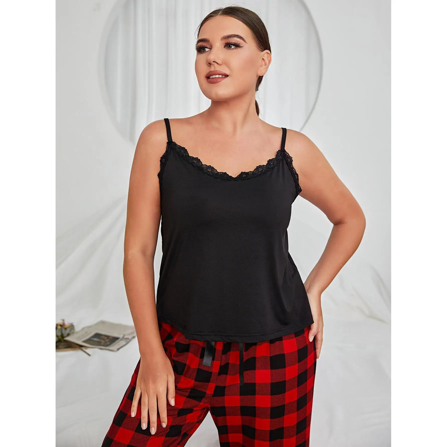 2022  Customize Wholesale 4XL Plus Size Sleepwear Short Sleeves Homewear Long Pant Pajamas