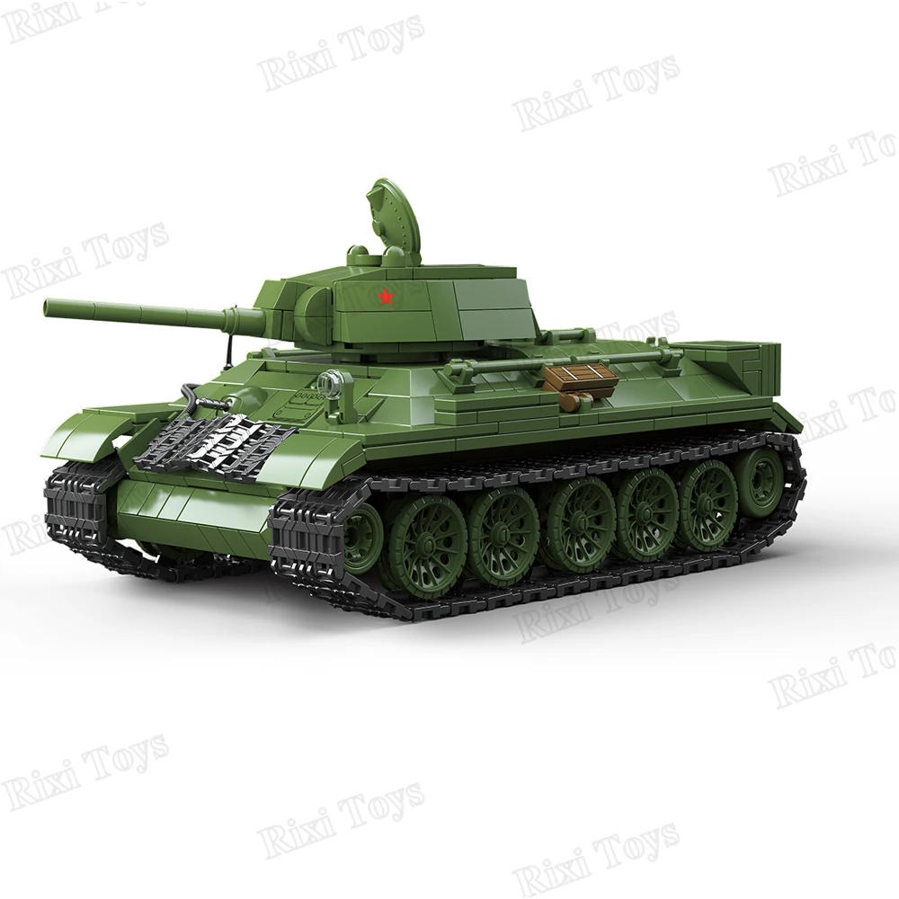 QuanGuan 100276 World War 2 WW2 Military Soldiers MOC Weapon Soviet T34/76 Medium Tank DIY Toys for Gift Building Blocks Sets