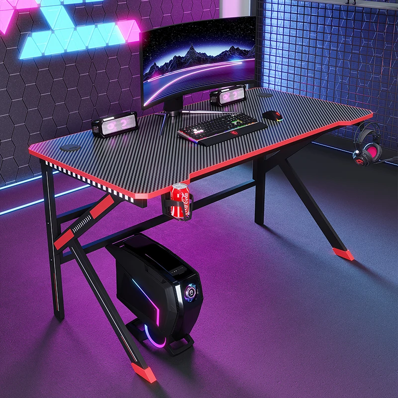 Yz Wholesale Hot Selling  Top Black Pink  L-shaped Gaming Grande Table Furniture Compute