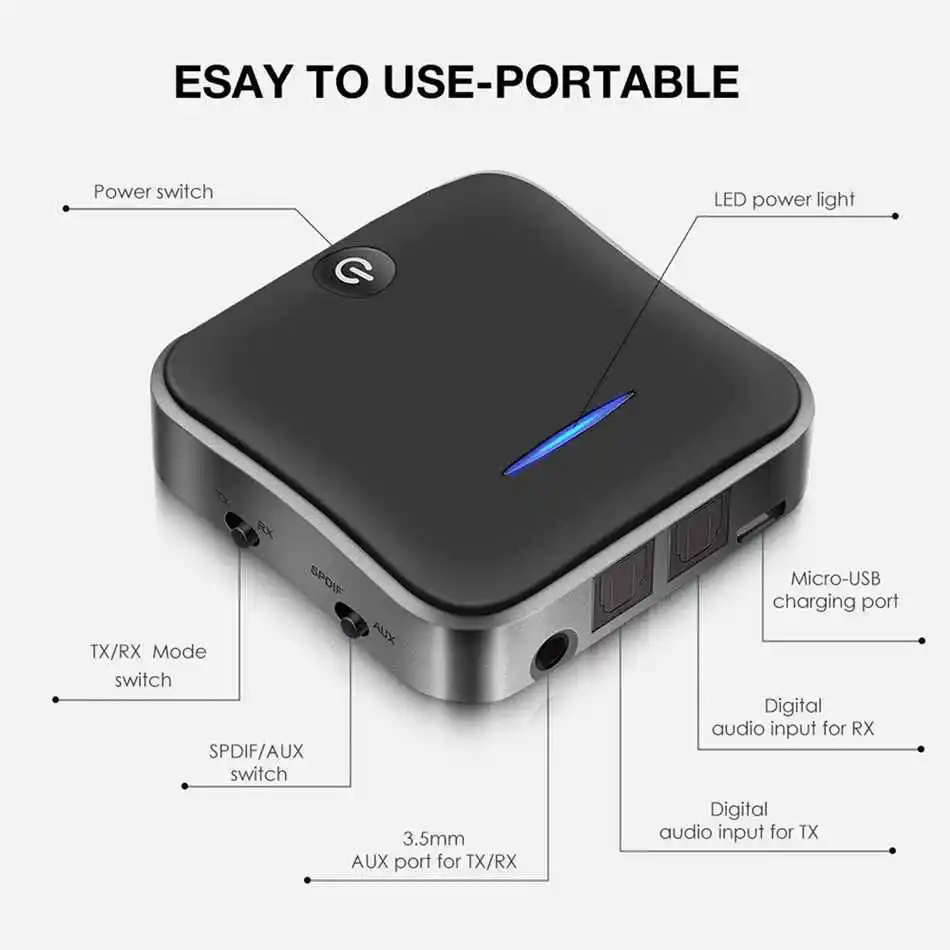 Multipoint Connection Bluetooth 5.0 CSR8670 SPDIF Low Latency Wireless Transmitter Receiver Audio Adapter for Home Theatre