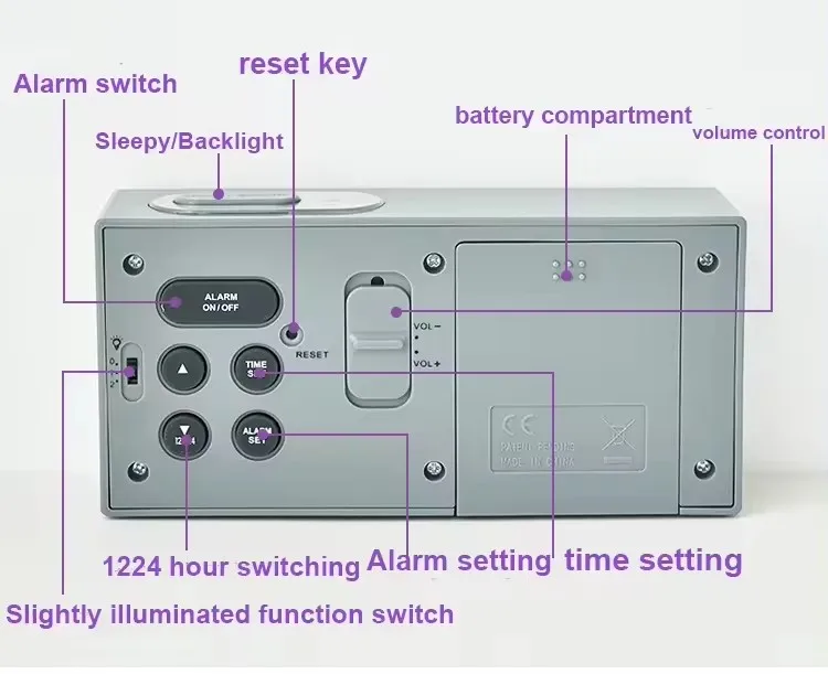 Beautiful Appearance Beautiful Sensitive Backlight Large Screen Smart LCD Alarm Clock Desk&Table Clocks for Home Office