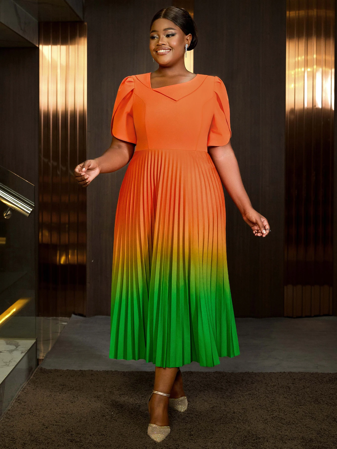 orange color contrast dresses MINKPINK Jacques Contrast Orange Midi Dress