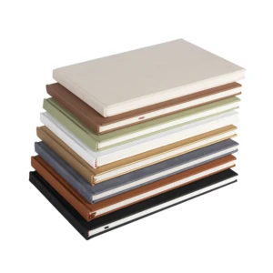 LIUSHUN NEW A6 Size Celebration of Life Linen Guest Book with Golden Edge PU Cover Blank Vow Book with Pen Box for Wedding