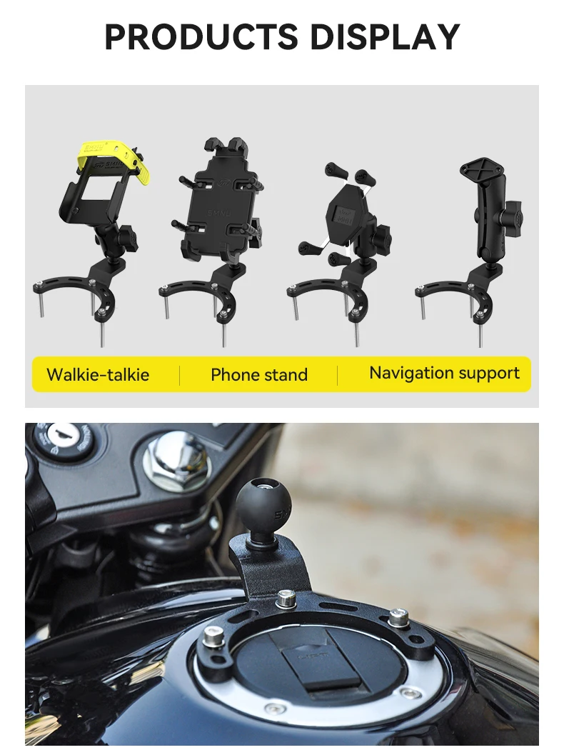 SMNU Motorcycle Phone Holder Horseshoe Ball Head Base For Motorcycle Gas Tank Oil Box Phone Mount Ball Adapter Mount Ball manufacture