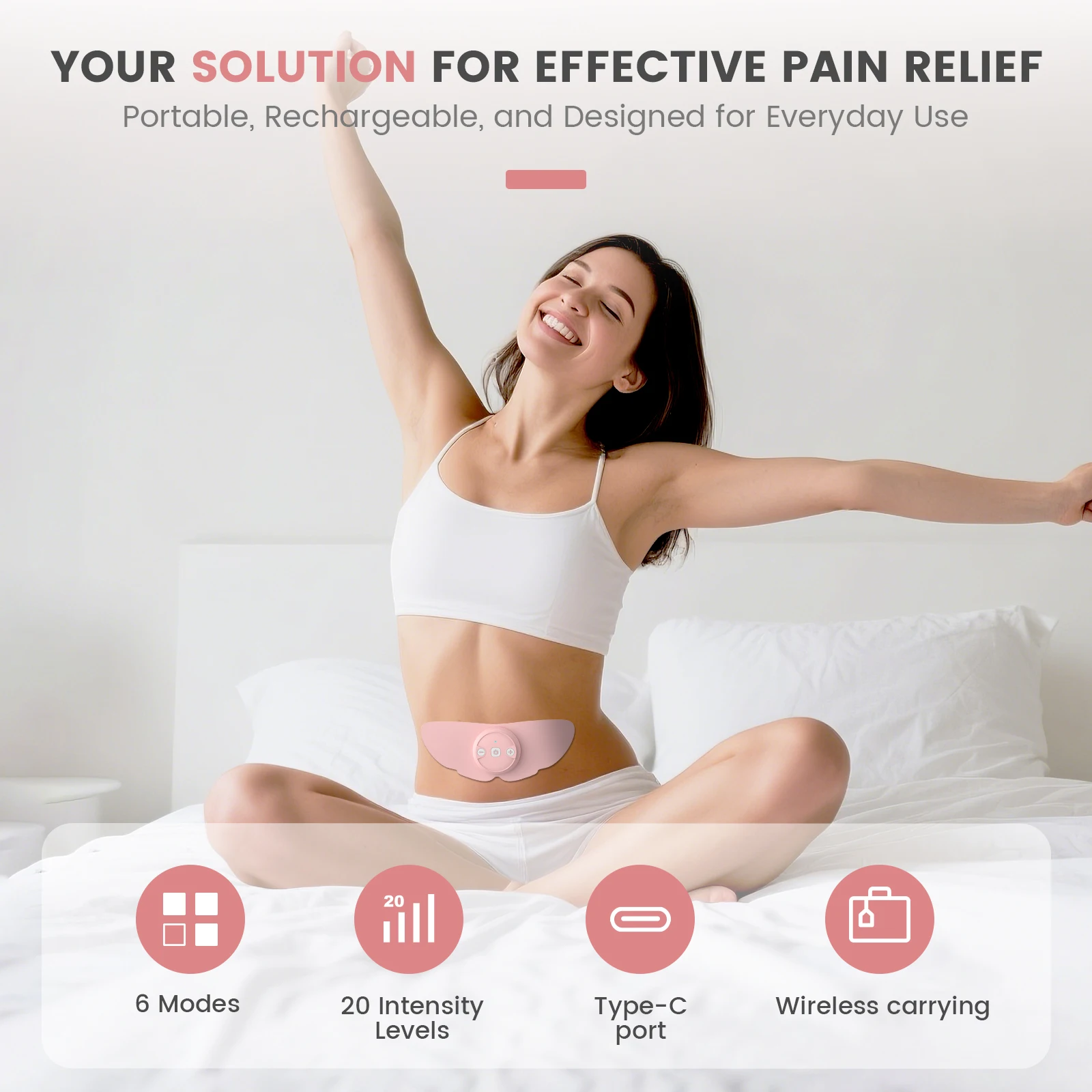 Professional PU Home Use Wireless Dual Channel Tens Therapy Device Medical Muscle Stimulator for Pain Relief Body Massager