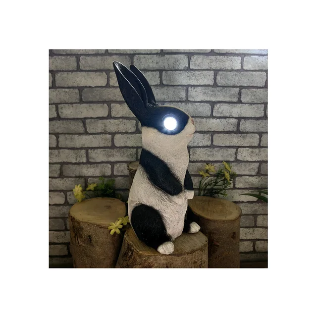 Wholesale LED Illuminated Garden Rabbit Statue Resin Wholesale Solar Garden Lights Sculpture Art Animal Ornament Outdoor Decor