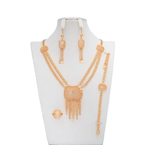 Gold Plated Luxury Wedding Jewelry Set for Women Custom Shape Pendant Earring for Parties and Special Occasions