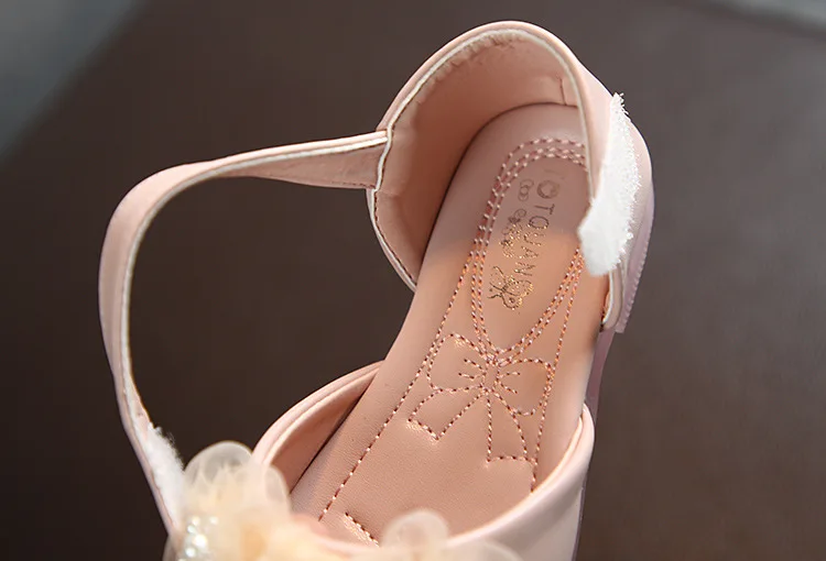 2021 hot sale  fashion  Pearl flower princess Soft bottom children's shoes MS321