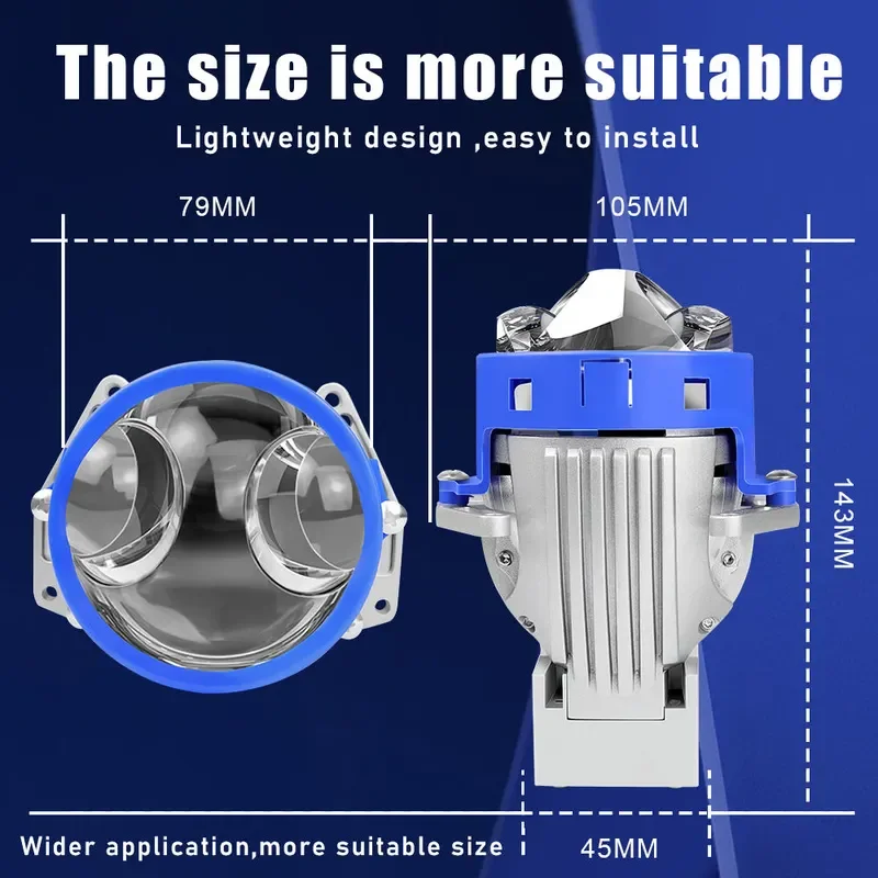 P60 Bi Led Laser Projector Lens 3 Inch Led Headlight 50W Low Beam 70W Hight Beam High Power Bi Led Projector