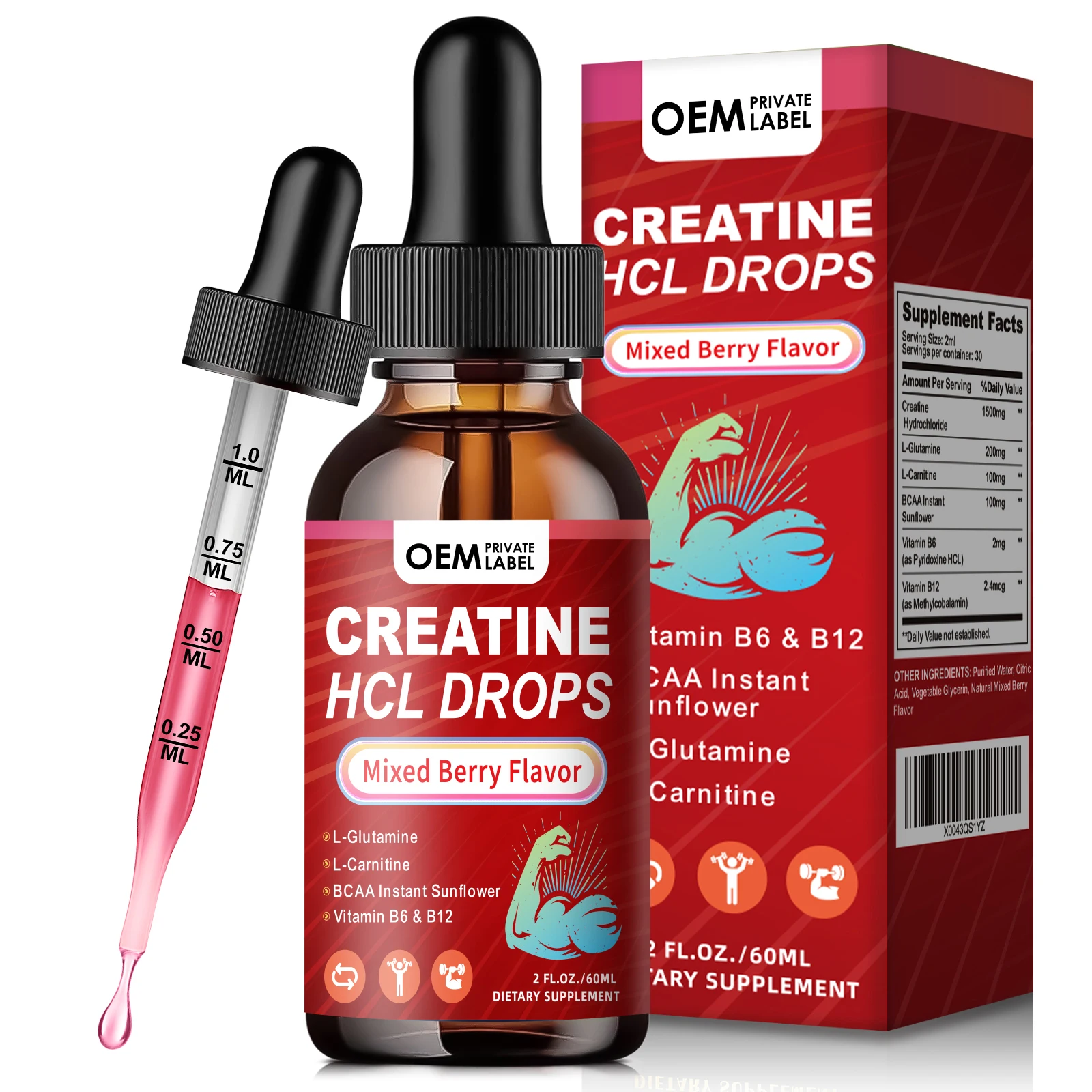 OEM Custom Private Label Creatine HCL Liquid Drops Oral Liquid Creatine  Hydrochloride L-Carnitine L-Glutamine BCAA Vitamin B12| Alibaba.com