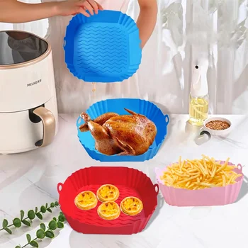 Factory hot sale Reusable Non-stick Easy Cleaning Baking Tray Air Fryer Silicone Pot Square Silicone Air Fryer Liners