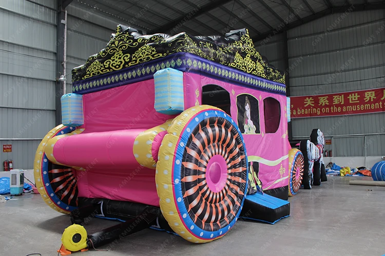 New Design Commercial Rental Giant Princess Horse Inflatable Slide Castle Outdoor Trampolines Games Kids Bouncing Play House