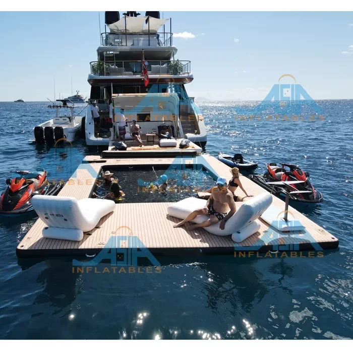4M X 10M AIR Floating Inflatable Luxury Sea Ocean Swimming Pool With Safety Netting for Yacht Holiday Time