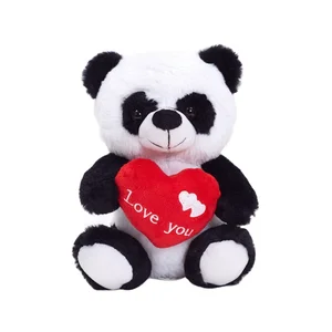 Custom Cute I Love You Valentines Stuffed Animal Soft Panda Plush Toy With Heart