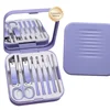 Conjunto morado de 9 piezas.