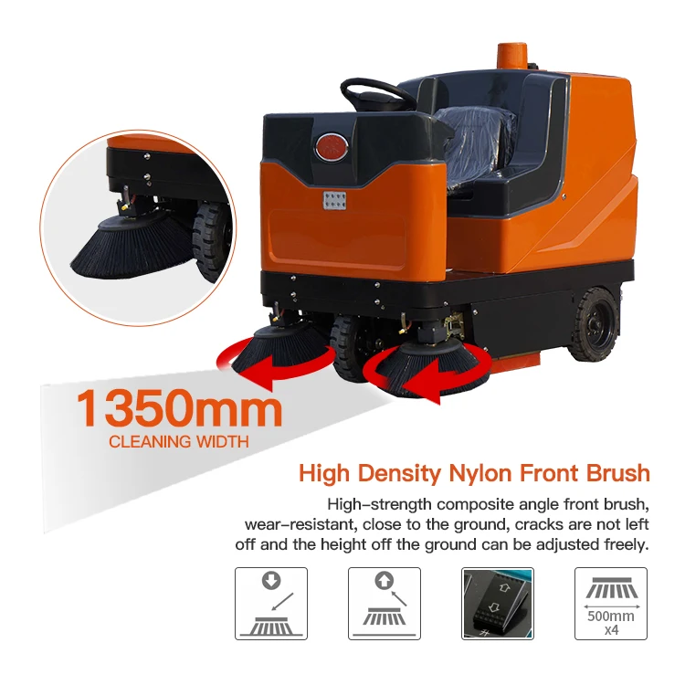 S1350 Type Ride on Floor Sweeper Battery Powered 1350mm Cleaning Width Floor Sweeper