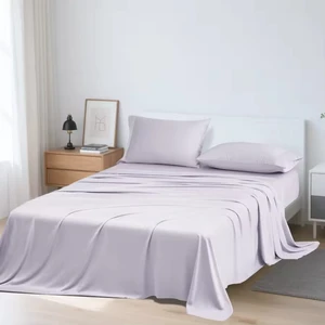 Modern Woven Style 100% Organic Bamboo Viscose 300T Fabric Bedding Set Includes Fitted Pillowcase and Bed Sheet