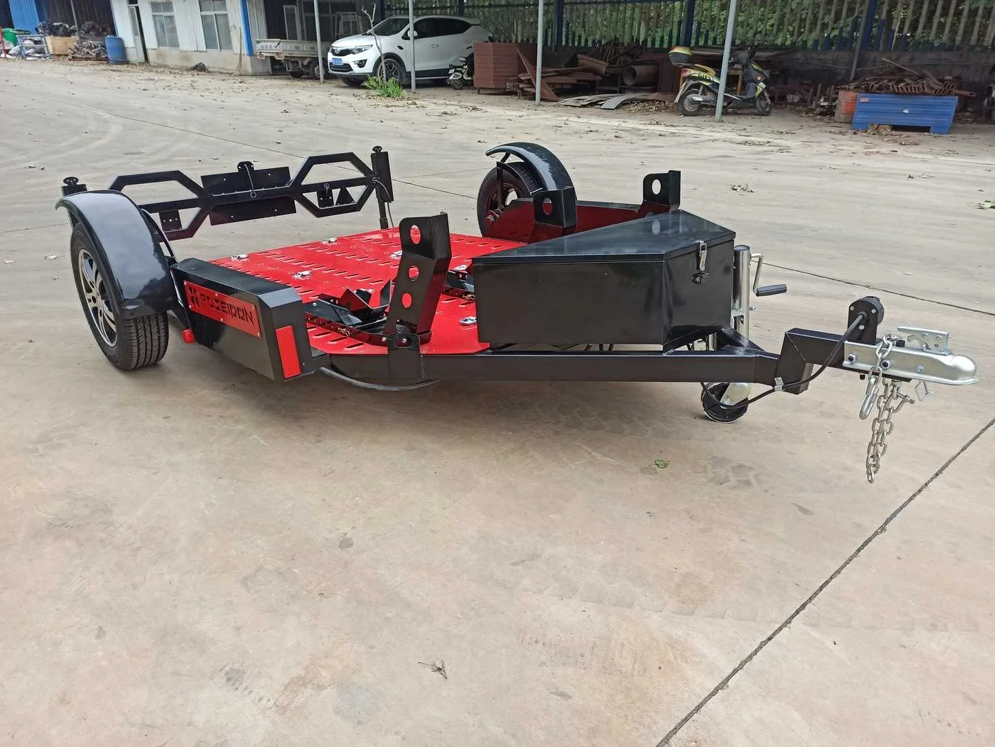 Новый дизайн, 800 кг, Тандемная ось, гидравлический подъемник, мотоцикл, прицеп, экскаватор, плоский прицеп, автомобильный прицеп, горячая распродажа