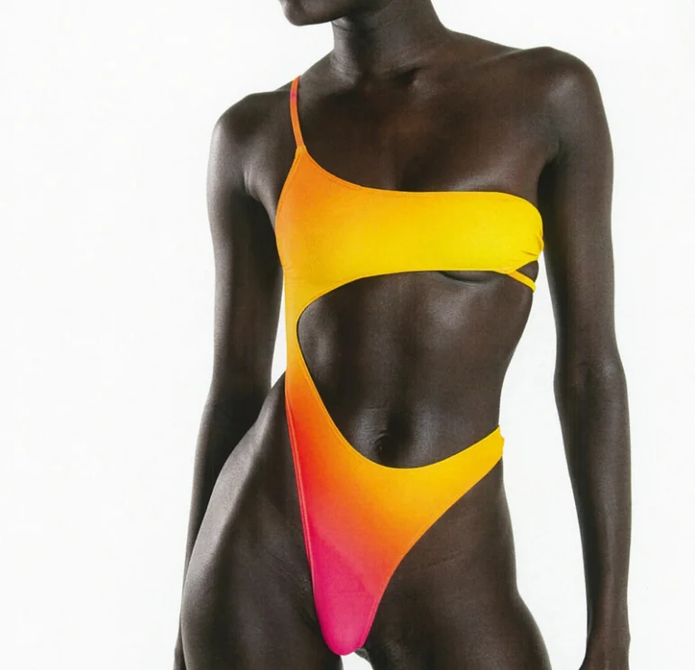 NEW STOCK Cut Out Print Monokini Sexi Lady Thong One Piece Swimwear Plus Size Beachwear