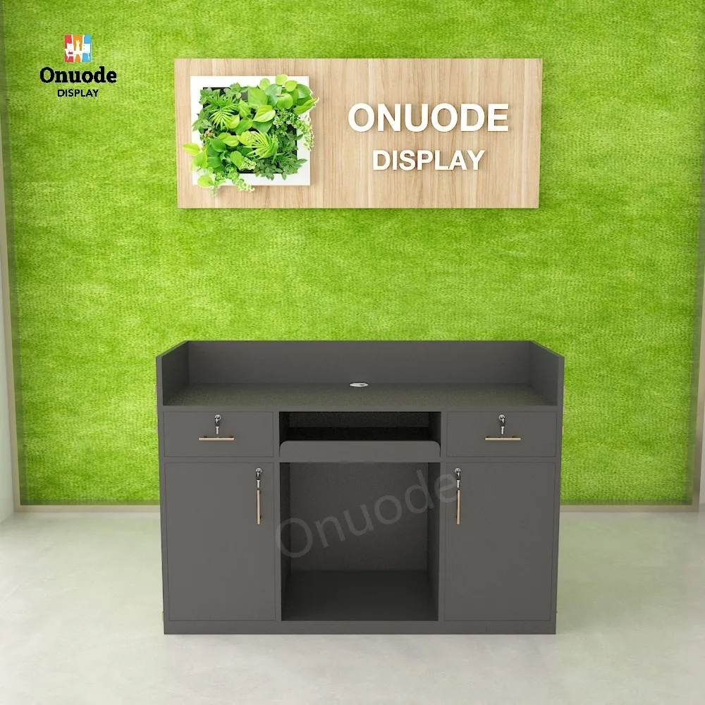 Custom Modern Wooden Reception Desk Cashier Counter | Retail Boutique Checkout Counter | Cash Register Display Showcase