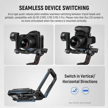 NEEWER L Bracket for   LUMIX S5 II/S5 II X, Aluminium, Quick Change Horizontal and Vertical Side Plate Extensible Arca detail image