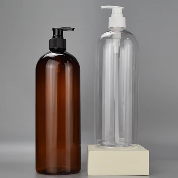 Wholesale large volume toiletries packaging bottles 1000ml Shower Gel Bottle with Pump PET Plastic Packaging