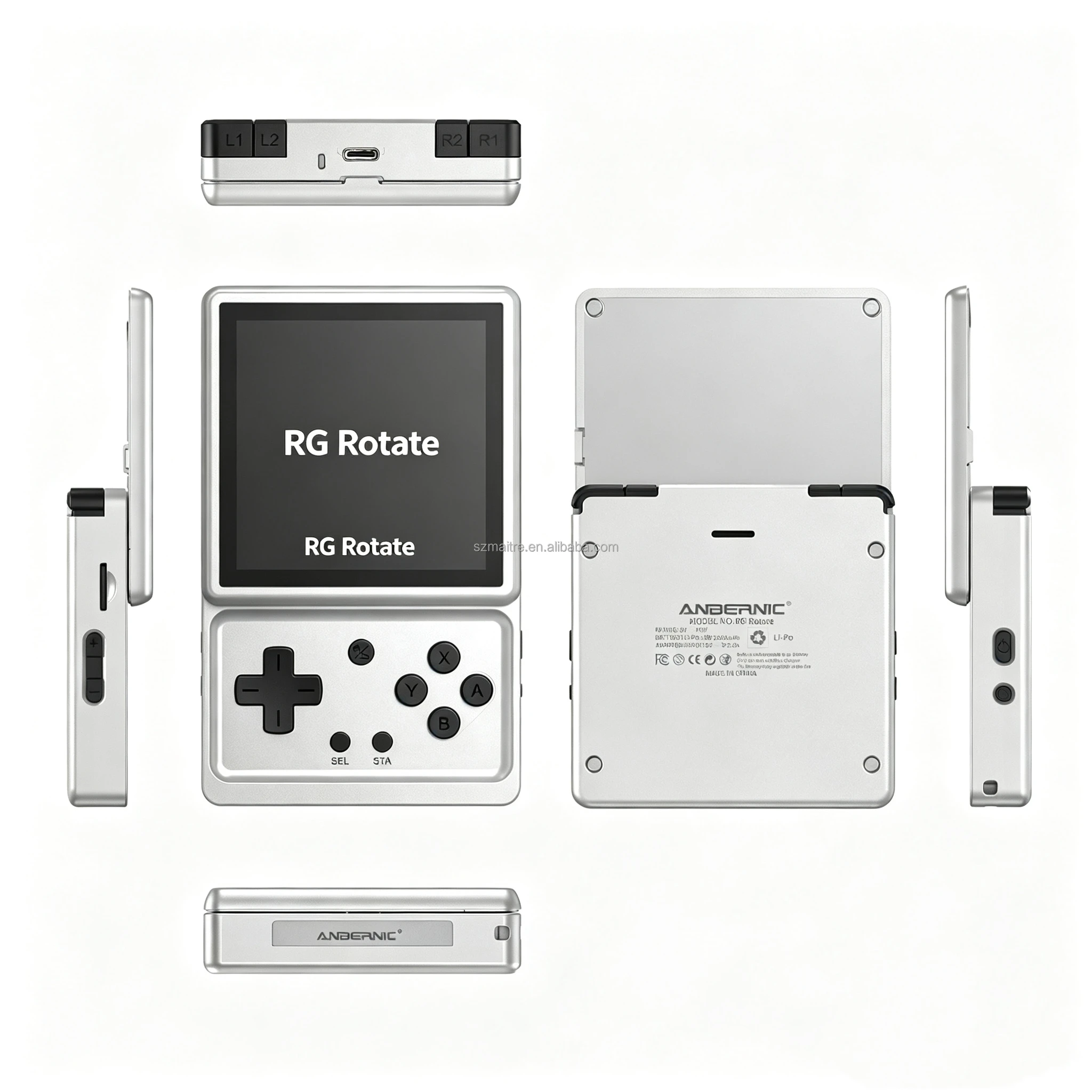 Anbernic RG Rotate Aurora Silver Handheld Game Console Aluminium