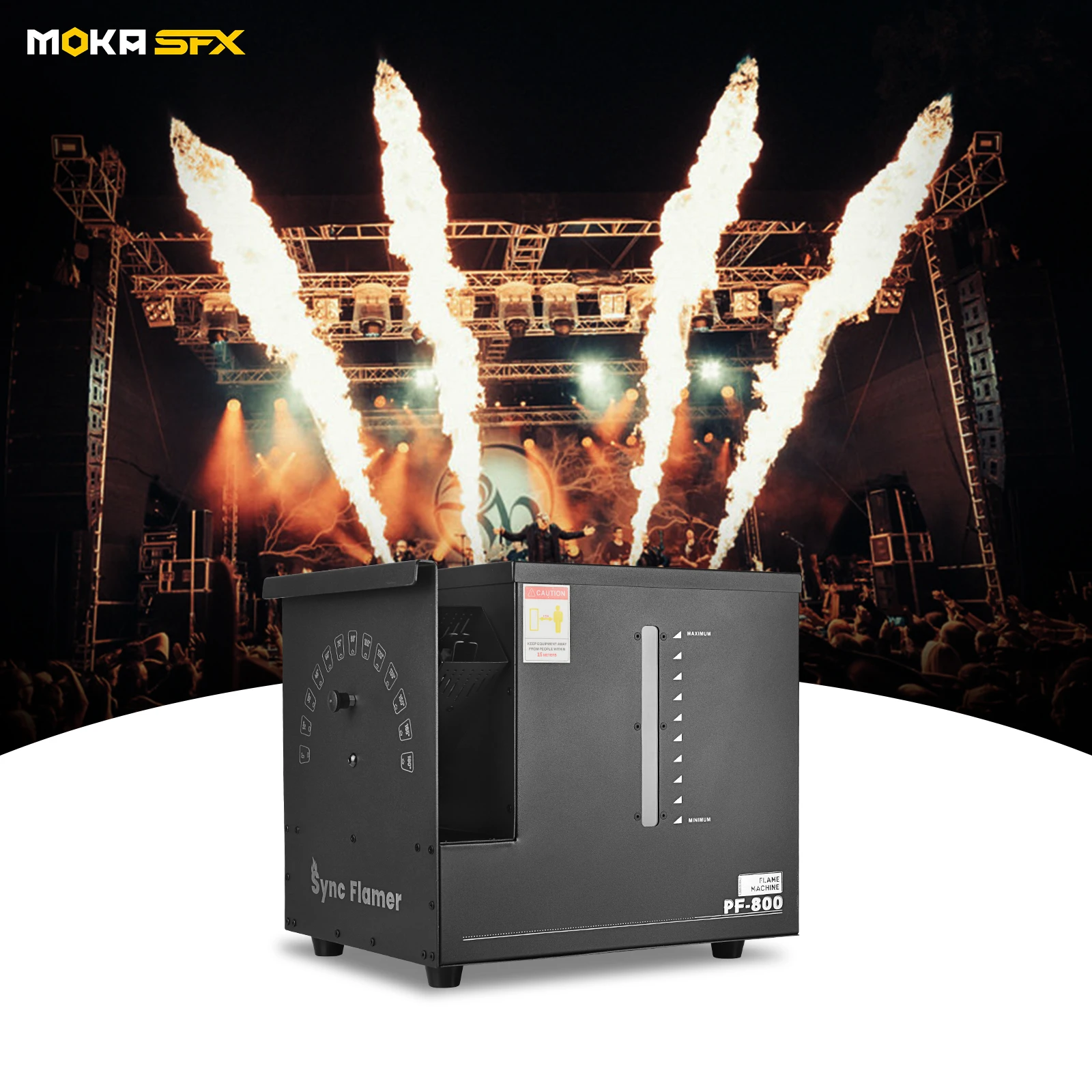 MOKA SFX Adjustable Flame Machine - DMX Control, 8-10m Range