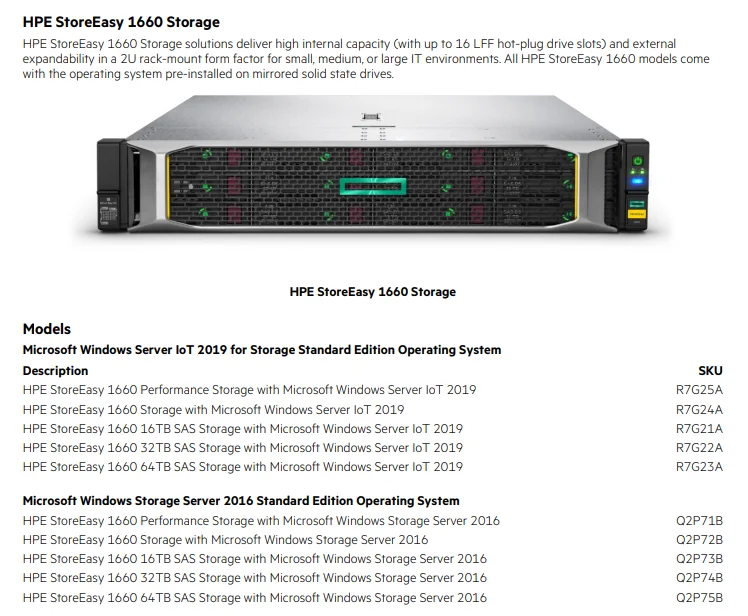 High Performance Storage HPE StoreEasy 1660 TPM 2.0 | with Bronze 3204 1.9GHz