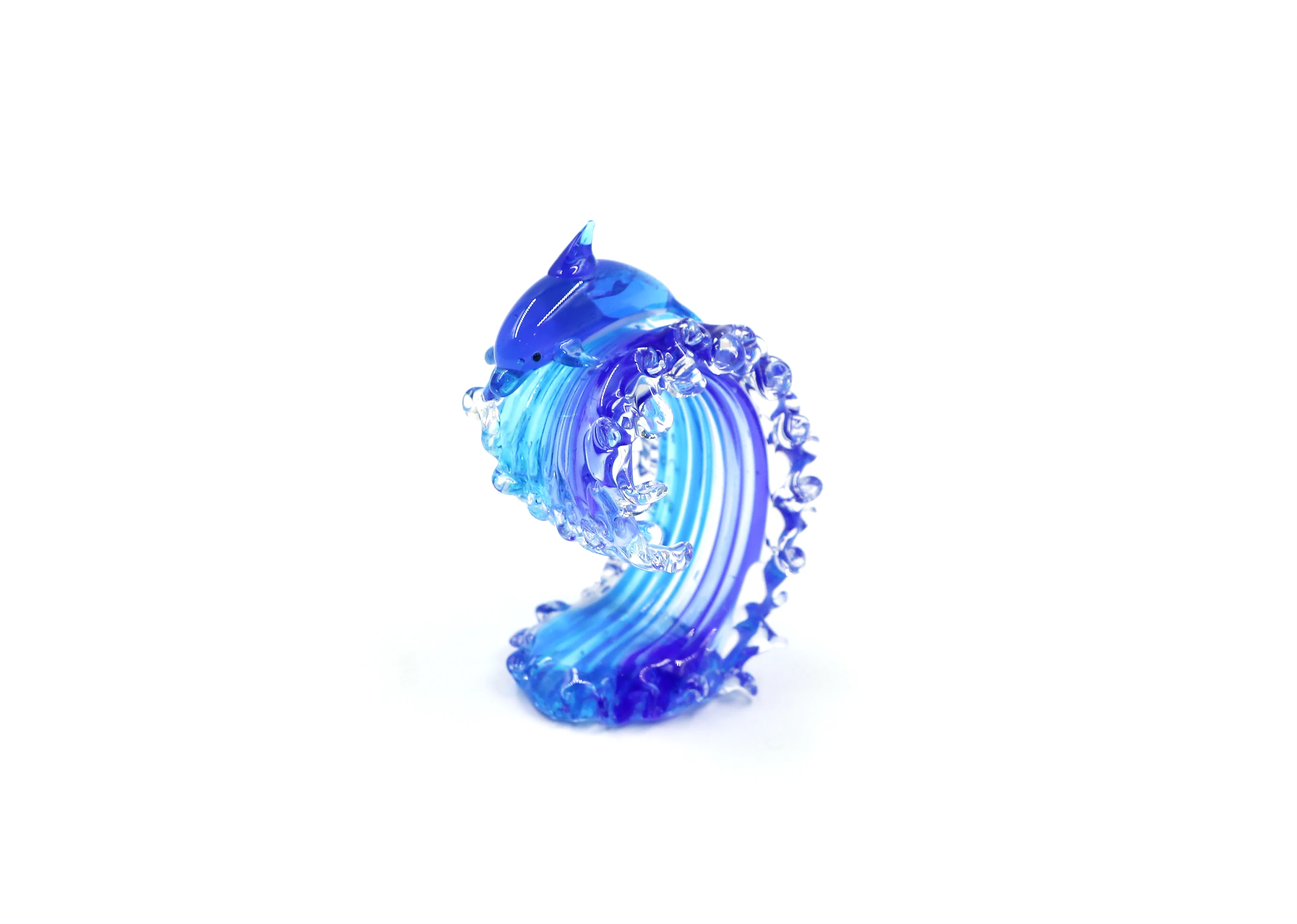 Modern Style Blue Dolphin Glass Wave Ornaments Pure Handmade Crafts For ...