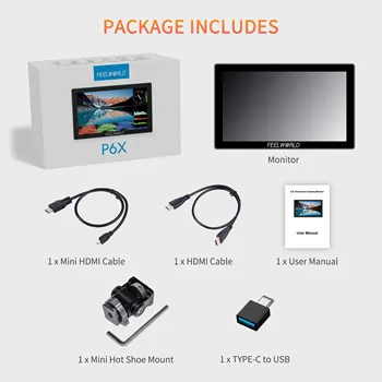 FEELWORLD P6X On-Camera Monitor 5.5 Inch Aluminum Alloy Body 1000nit High Brightness 4K 60Hz Support 3D LUT Factory Supply product image