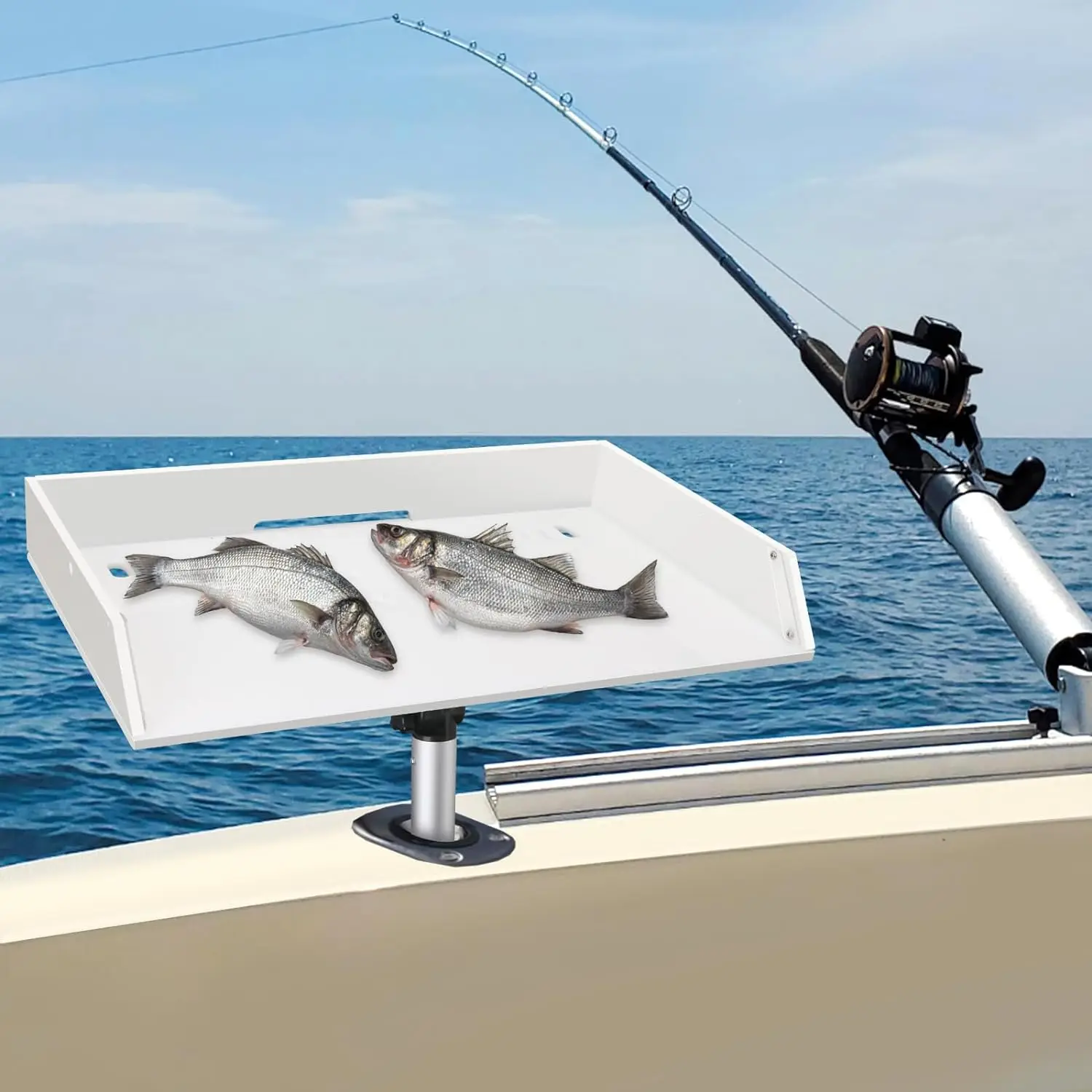 Boat Cutting Board Bait Table Filet Board for Fish Cleaning Station White Fishing Fillet Table
