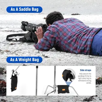 NEEWER Sandbag for Photography, 15.5"x9.4" Foldable Handheld Storage Bag with Shoulder Strap, Heavy Duty Polyester Saddlebag detail image