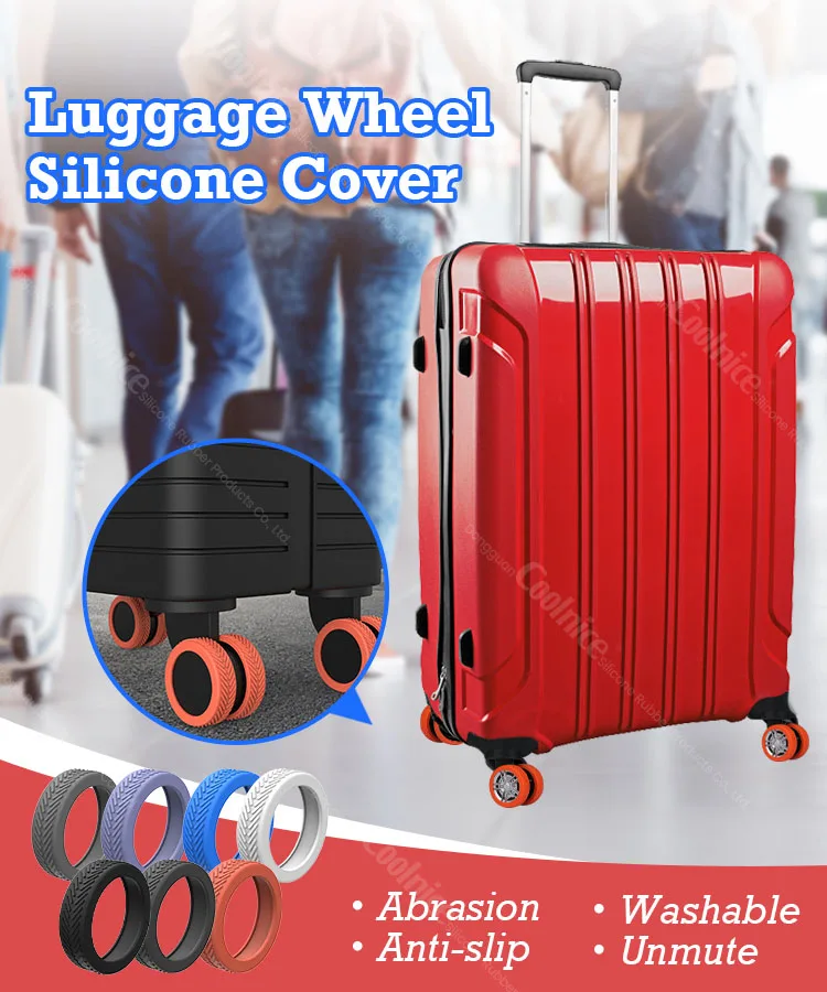 New Arrival Design 8pcs Set Silicone Luggage Wheel Covers Luggage