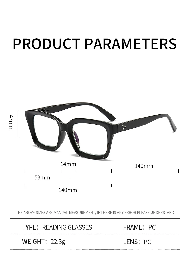 Occhiali Da Lettura Quadrati Anti Luce Blu/1 0 1 5 2 0 3 0 3 5 4 0 - Foto 2