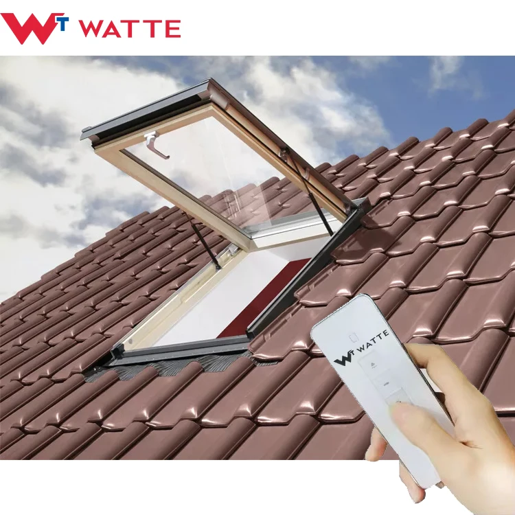 Electric Rooflight Windows Attic Room Balcony Smart Motorized Open Roof Glass Window Rooflight With Inside Blinds