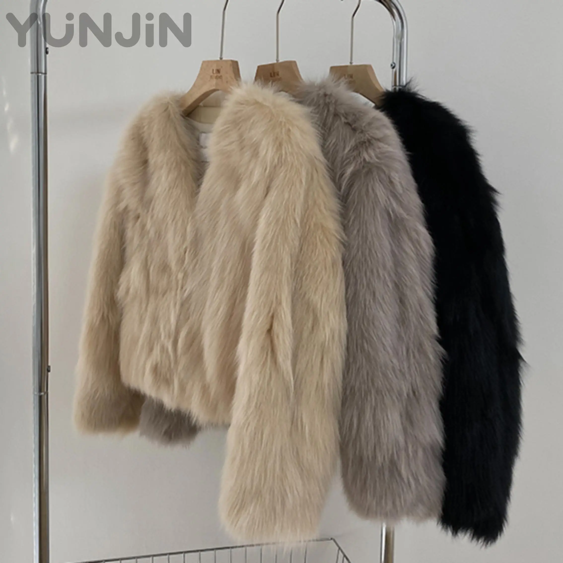 SAGA Finnish Silver Fox Fur Jacket Women Winter