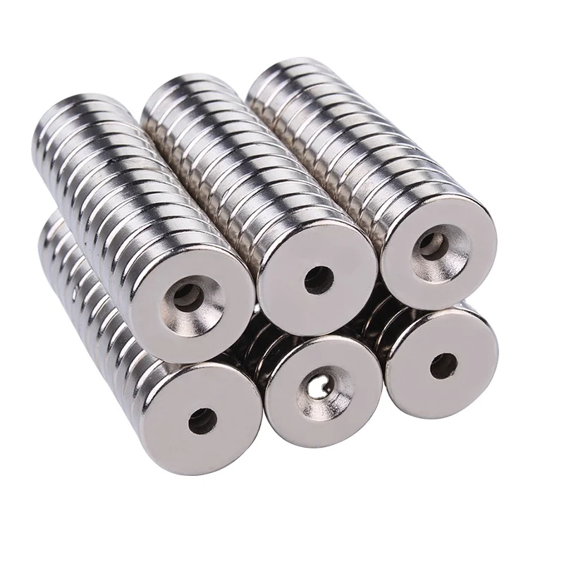 Strong magnetic force round neodymium magnet with countersunk hole for screw