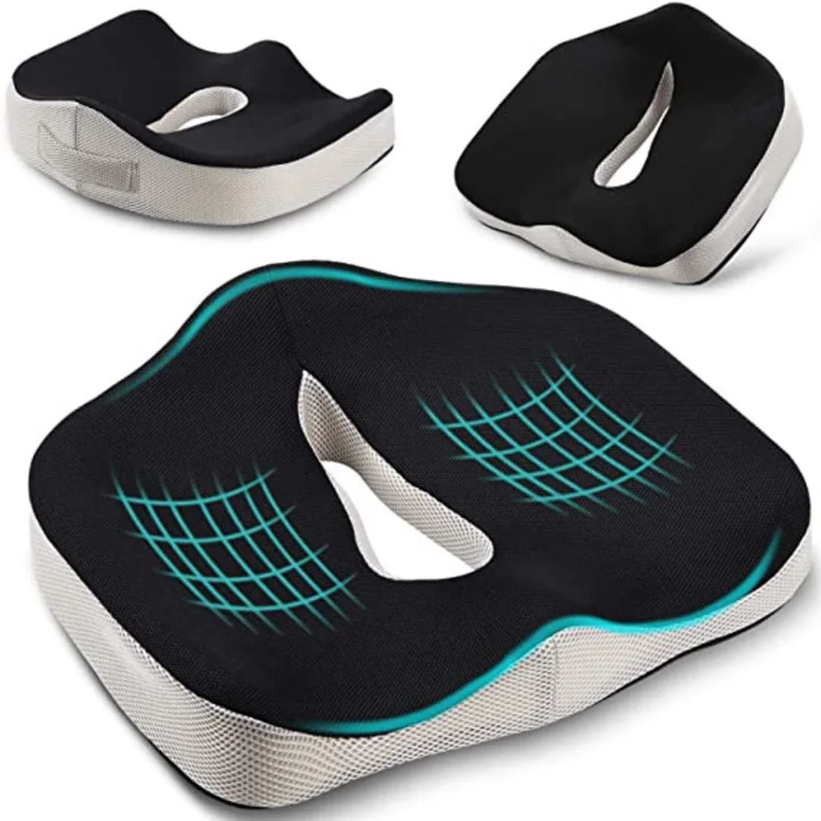 Enhanced Comfort Seat Cushion Orthopaedic Premium Memory FoamNon-Slip Air Flow Washable Cove Sciatica and Backpain Relief